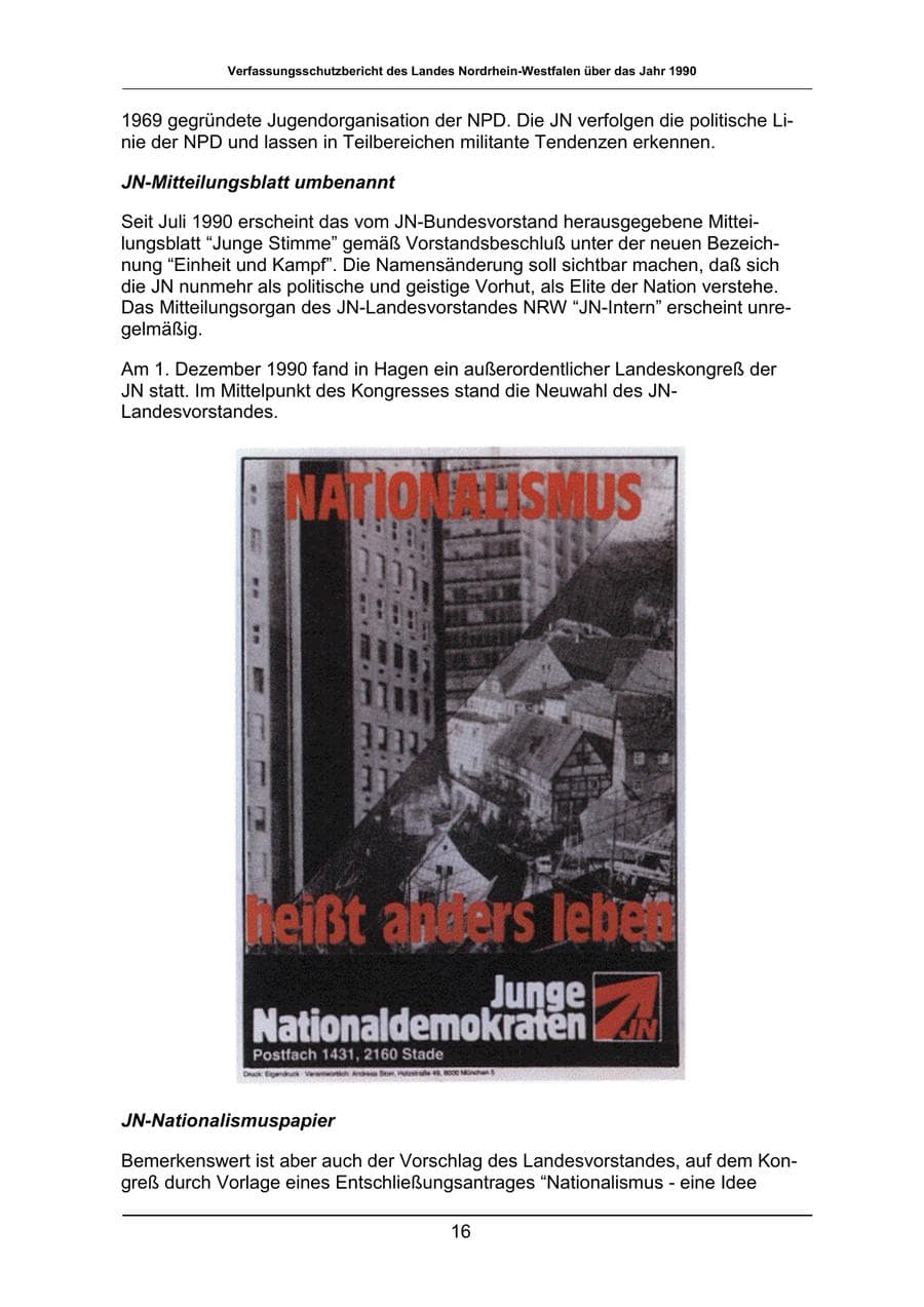 Seite 16 des Verfassungsschutzbericht 1990 Nordrhein-Westfalen