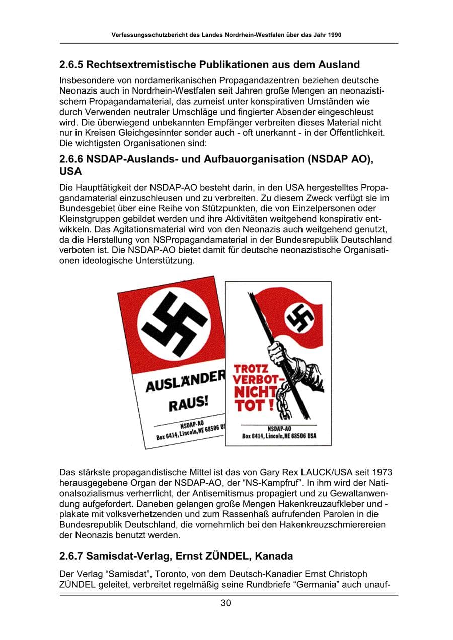 Seite 30 des Verfassungsschutzbericht 1990 Nordrhein-Westfalen