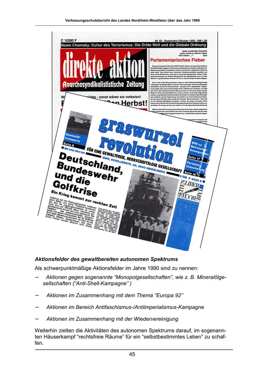 Seite 45 des Verfassungsschutzbericht 1990 Nordrhein-Westfalen