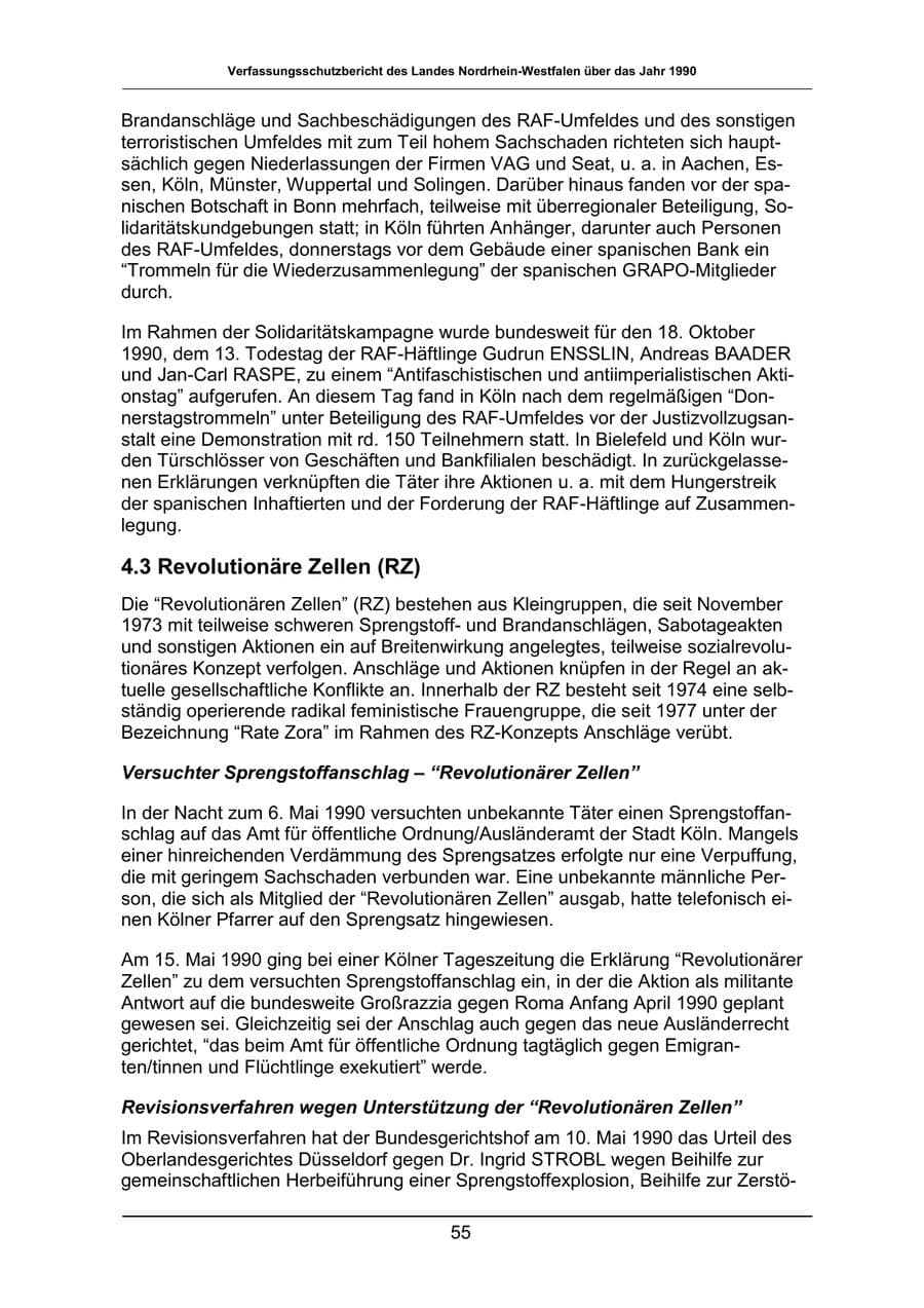 Seite 55 des Verfassungsschutzbericht 1990 Nordrhein-Westfalen