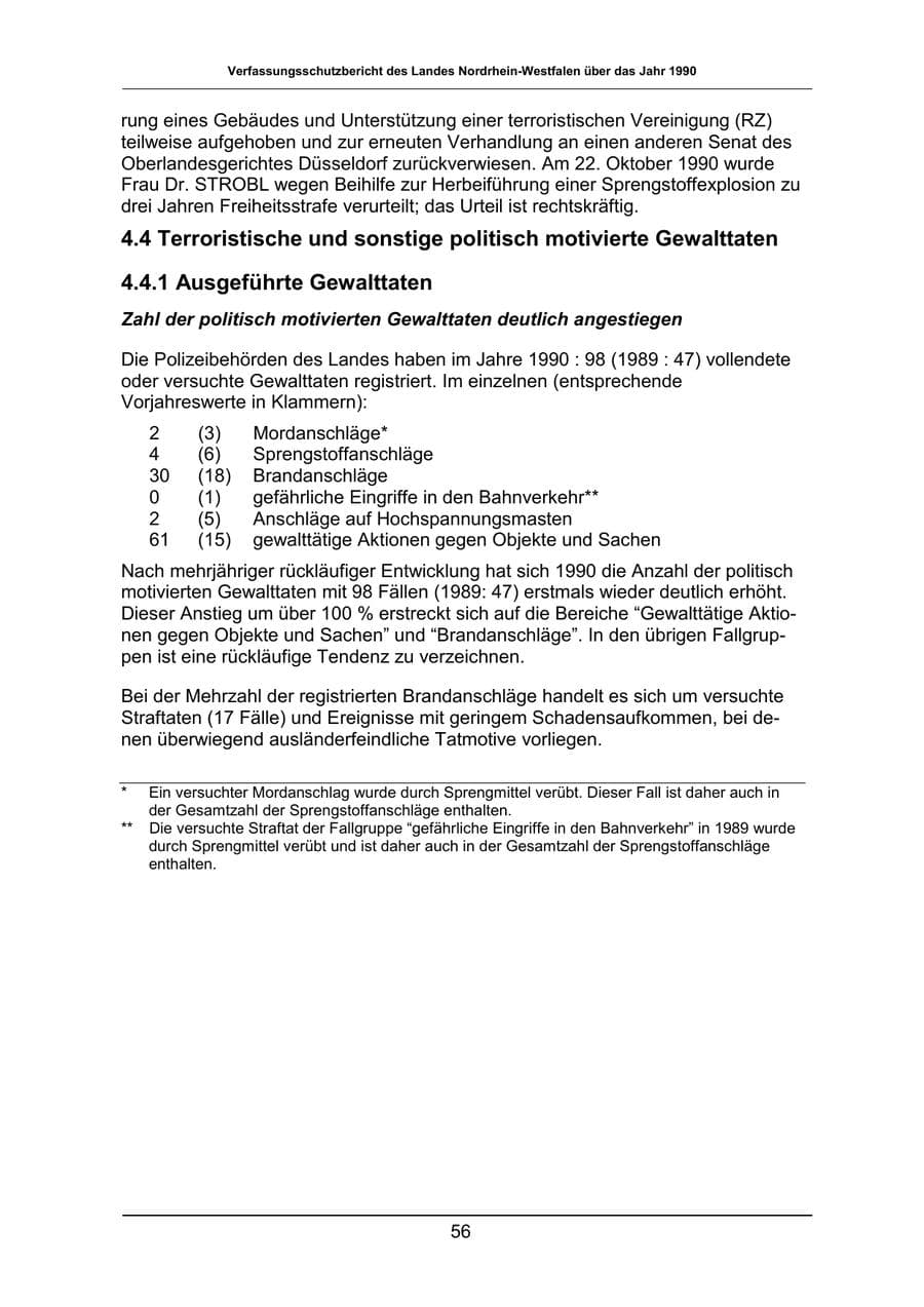Seite 56 des Verfassungsschutzbericht 1990 Nordrhein-Westfalen