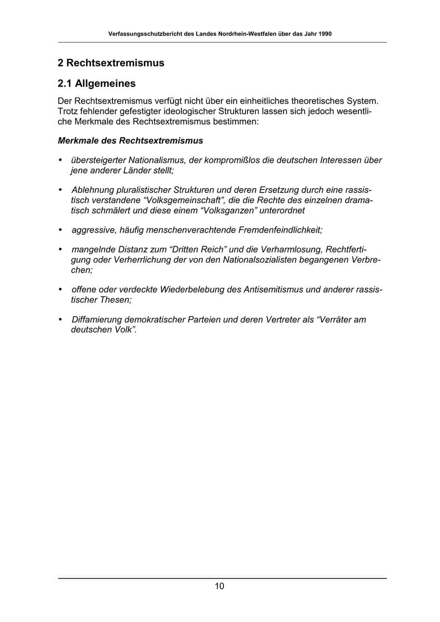 Seite 10 des Verfassungsschutzbericht 1990 Nordrhein-Westfalen
