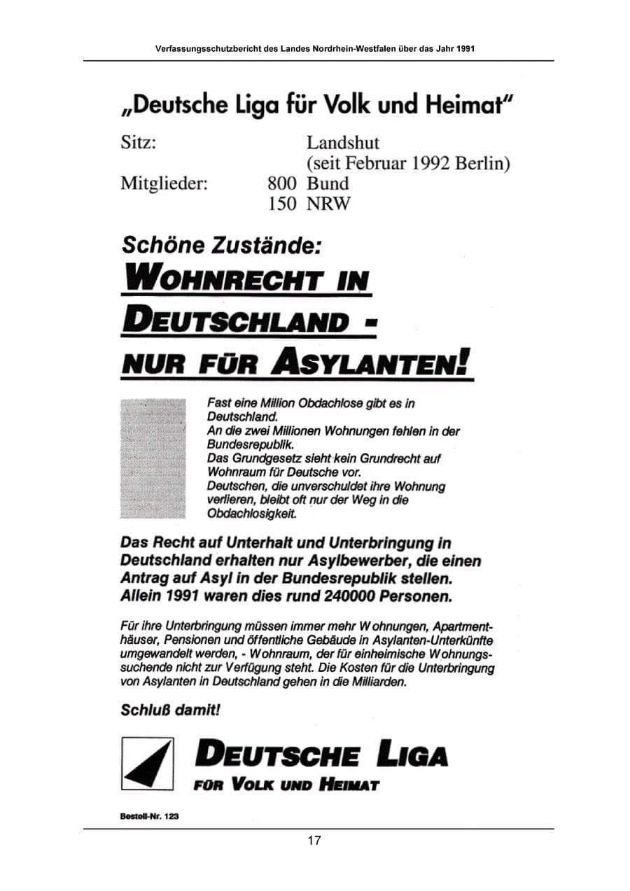 Seite 17 des Verfassungsschutzbericht 1991 Nordrhein-Westfalen