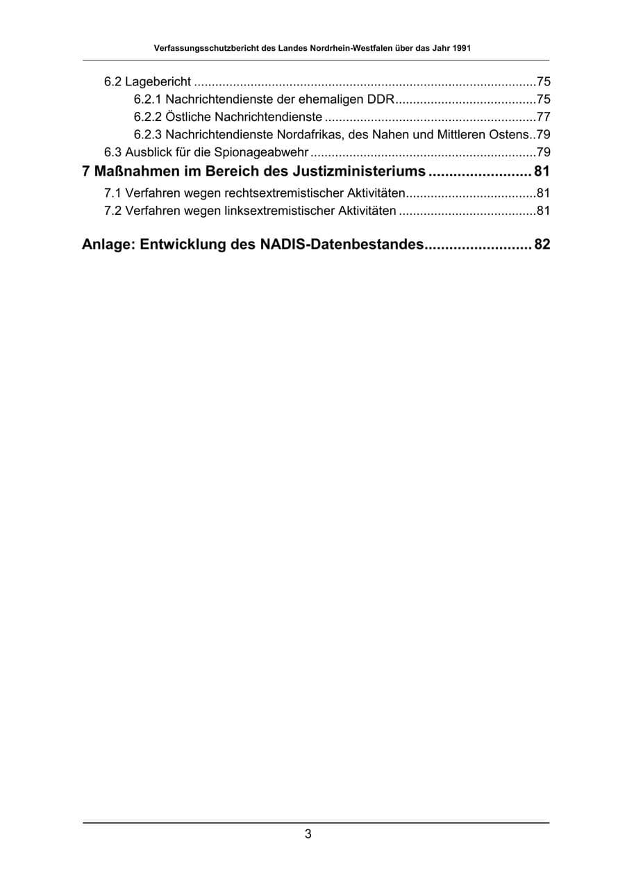 Seite 3 des Verfassungsschutzbericht 1991 Nordrhein-Westfalen