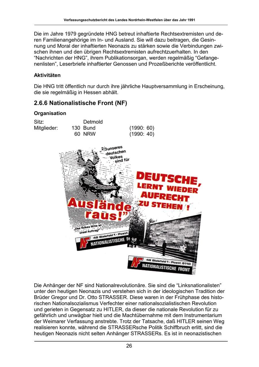 Seite 26 des Verfassungsschutzbericht 1991 Nordrhein-Westfalen