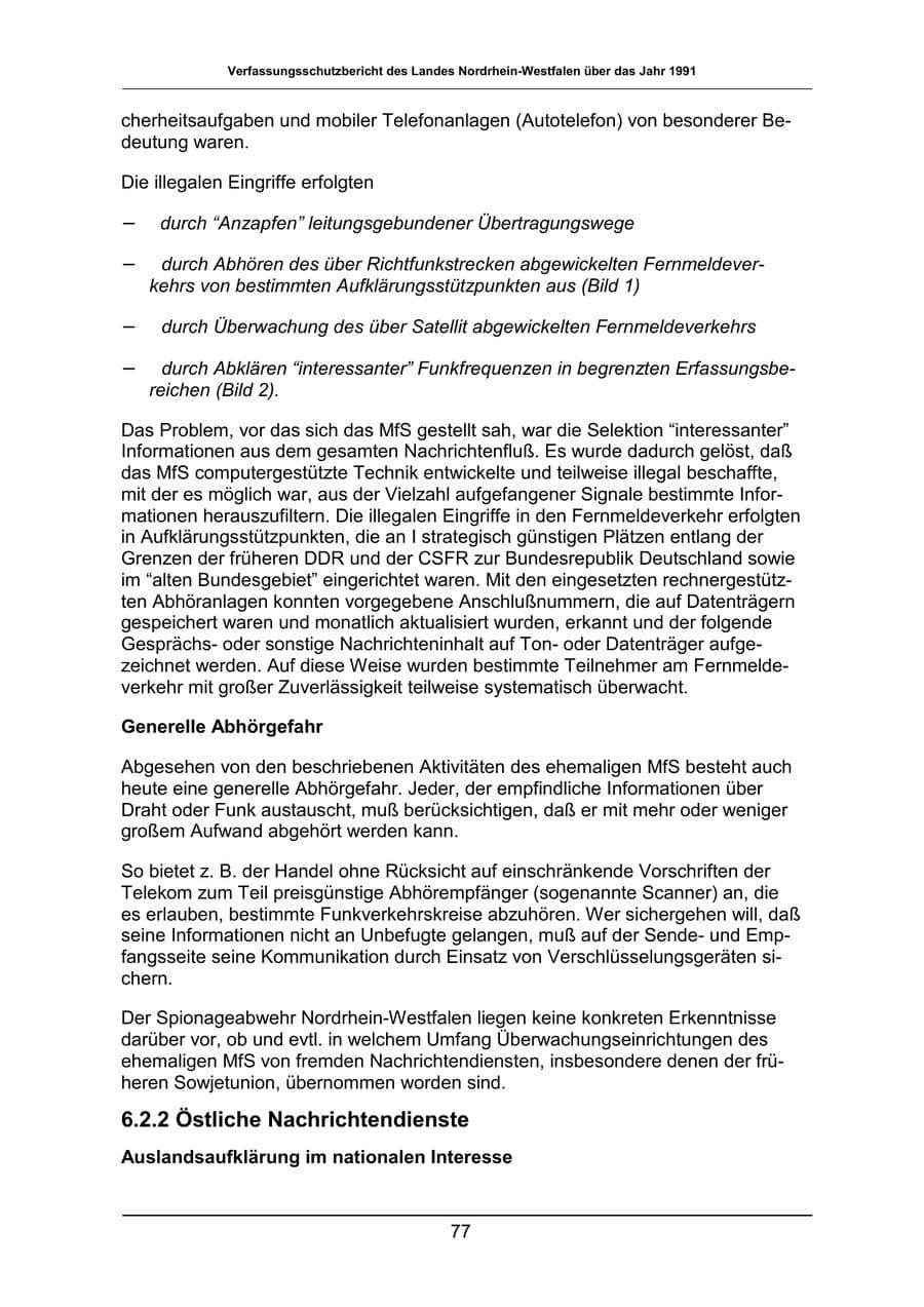 Seite 77 des Verfassungsschutzbericht 1991 Nordrhein-Westfalen
