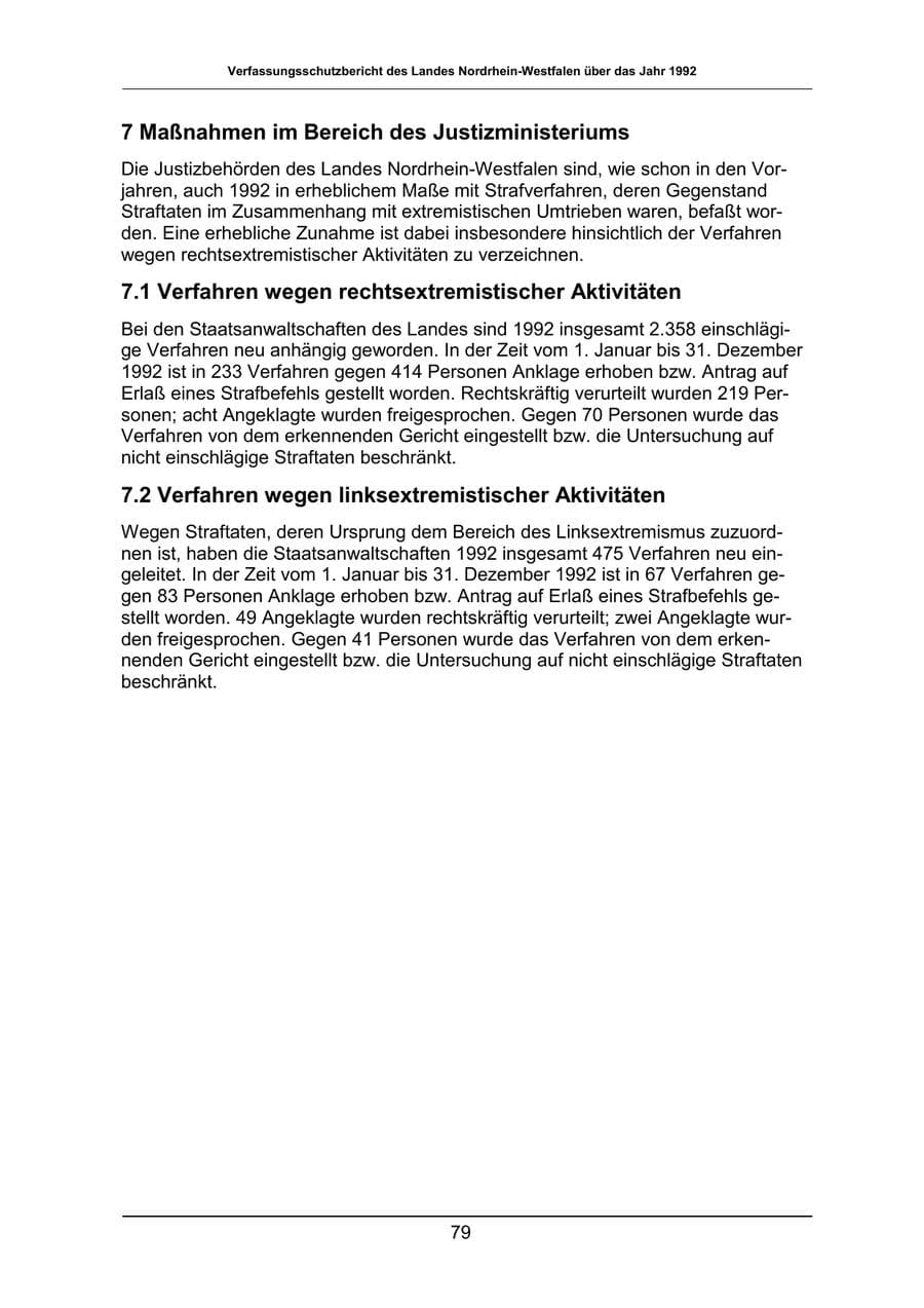 Seite 79 des Verfassungsschutzbericht 1992 Nordrhein-Westfalen
