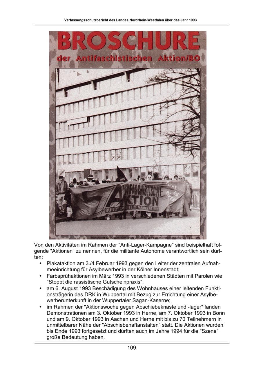 Seite 109 des Verfassungsschutzbericht 1993 Nordrhein-Westfalen