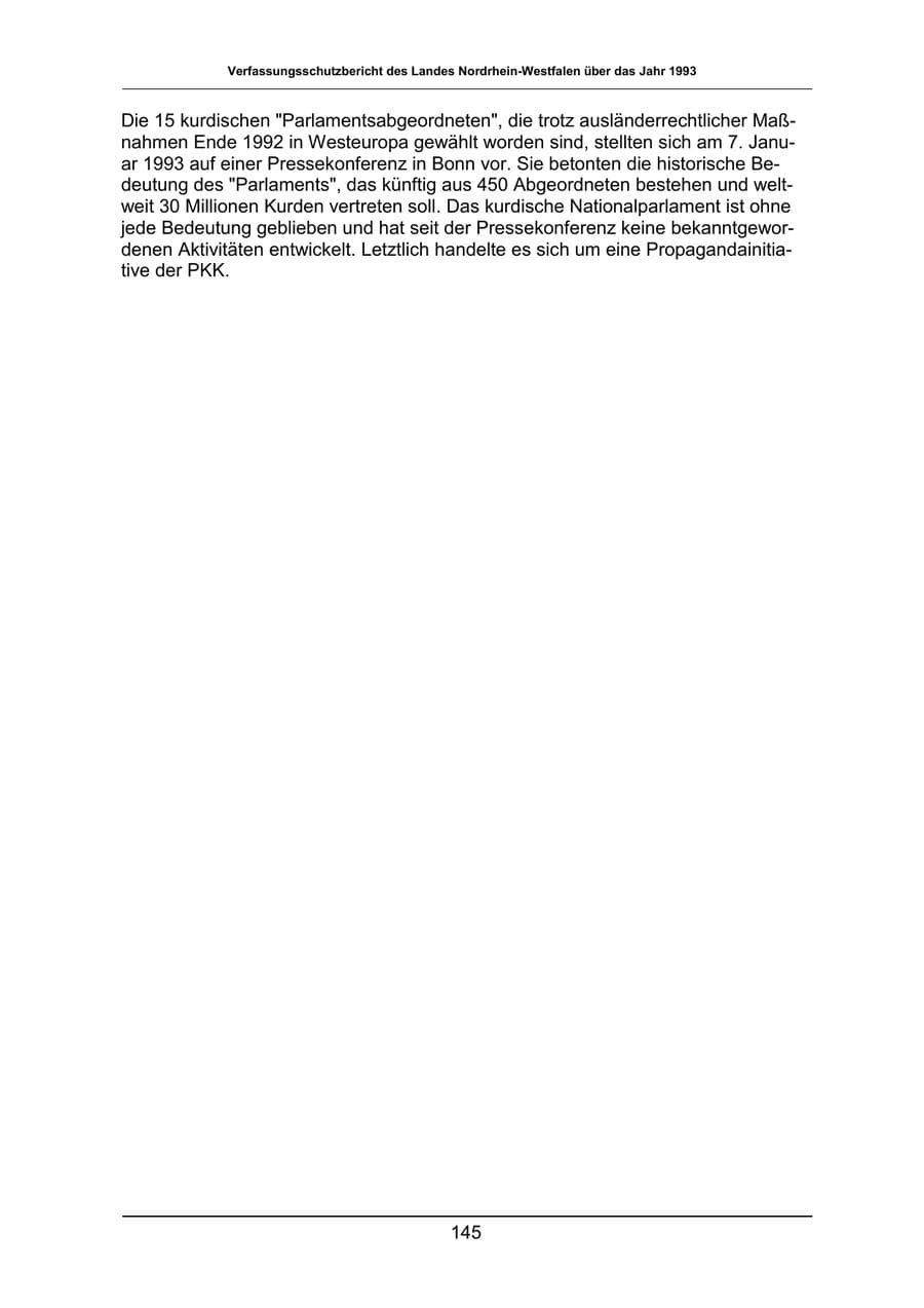 Seite 145 des Verfassungsschutzbericht 1993 Nordrhein-Westfalen