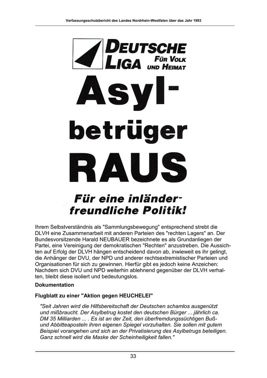 Seite 33 des Verfassungsschutzbericht 1993 Nordrhein-Westfalen