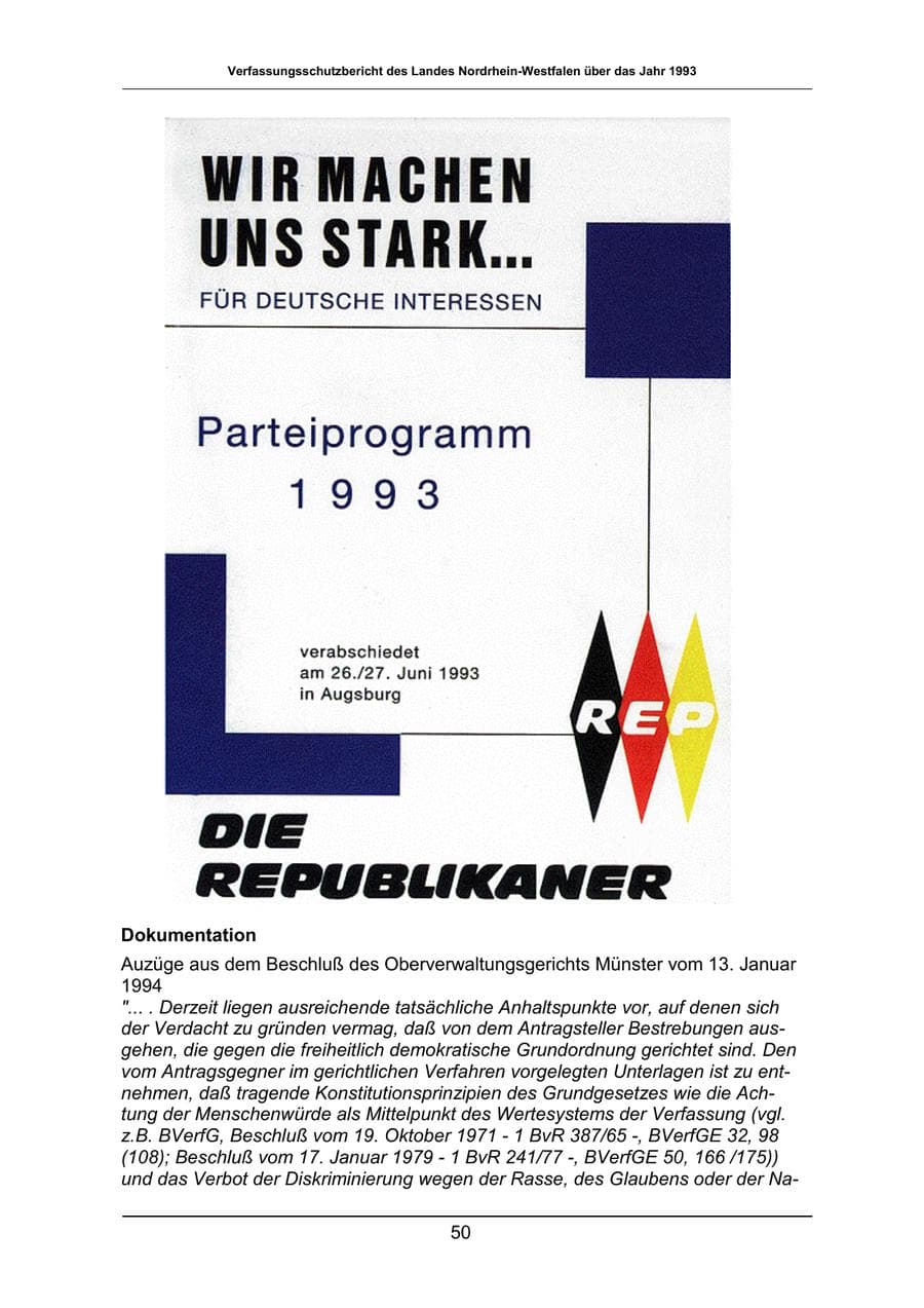 Seite 50 des Verfassungsschutzbericht 1993 Nordrhein-Westfalen