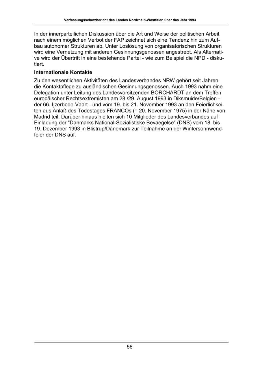 Seite 56 des Verfassungsschutzbericht 1993 Nordrhein-Westfalen