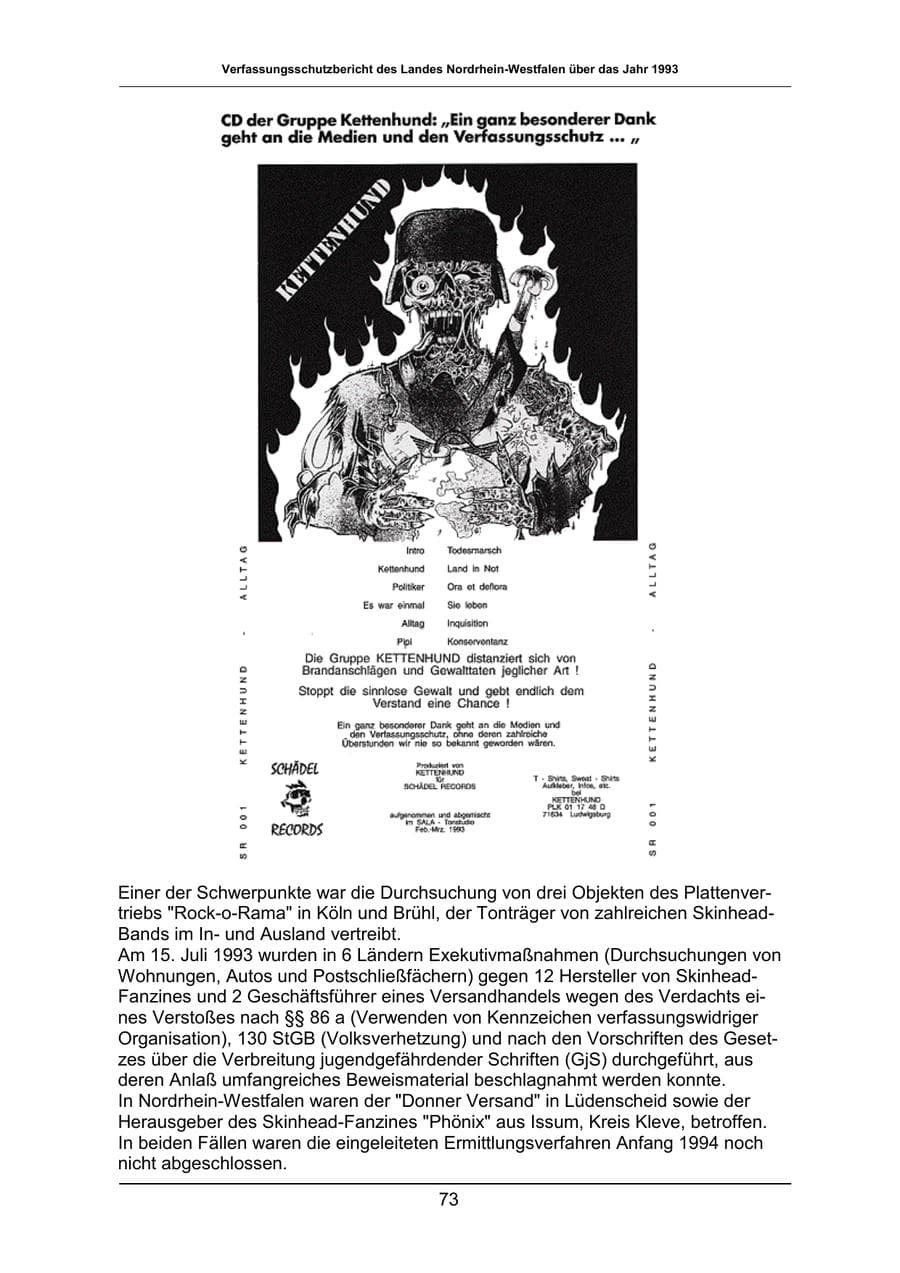 Seite 73 des Verfassungsschutzbericht 1993 Nordrhein-Westfalen