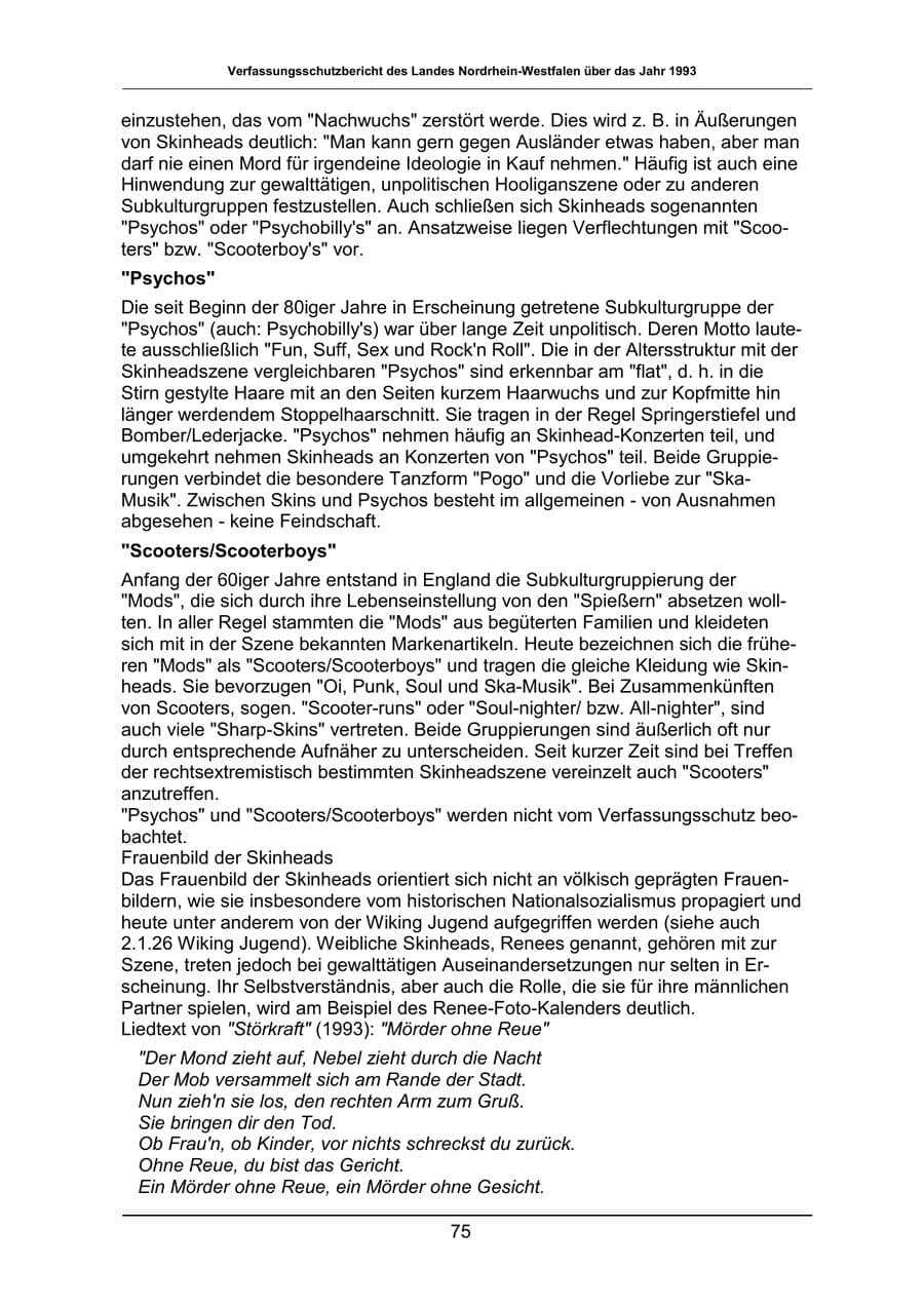 Seite 75 des Verfassungsschutzbericht 1993 Nordrhein-Westfalen