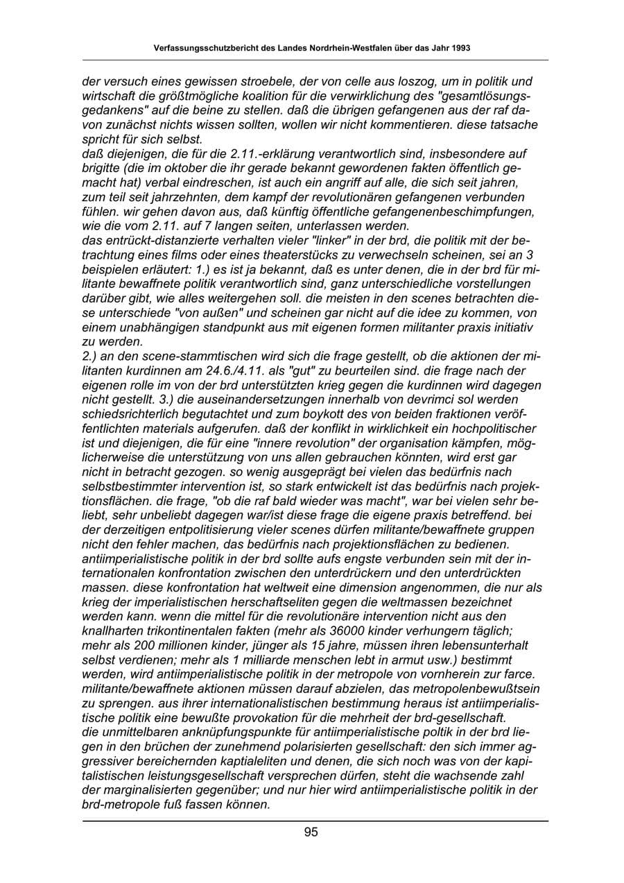 Seite 95 des Verfassungsschutzbericht 1993 Nordrhein-Westfalen