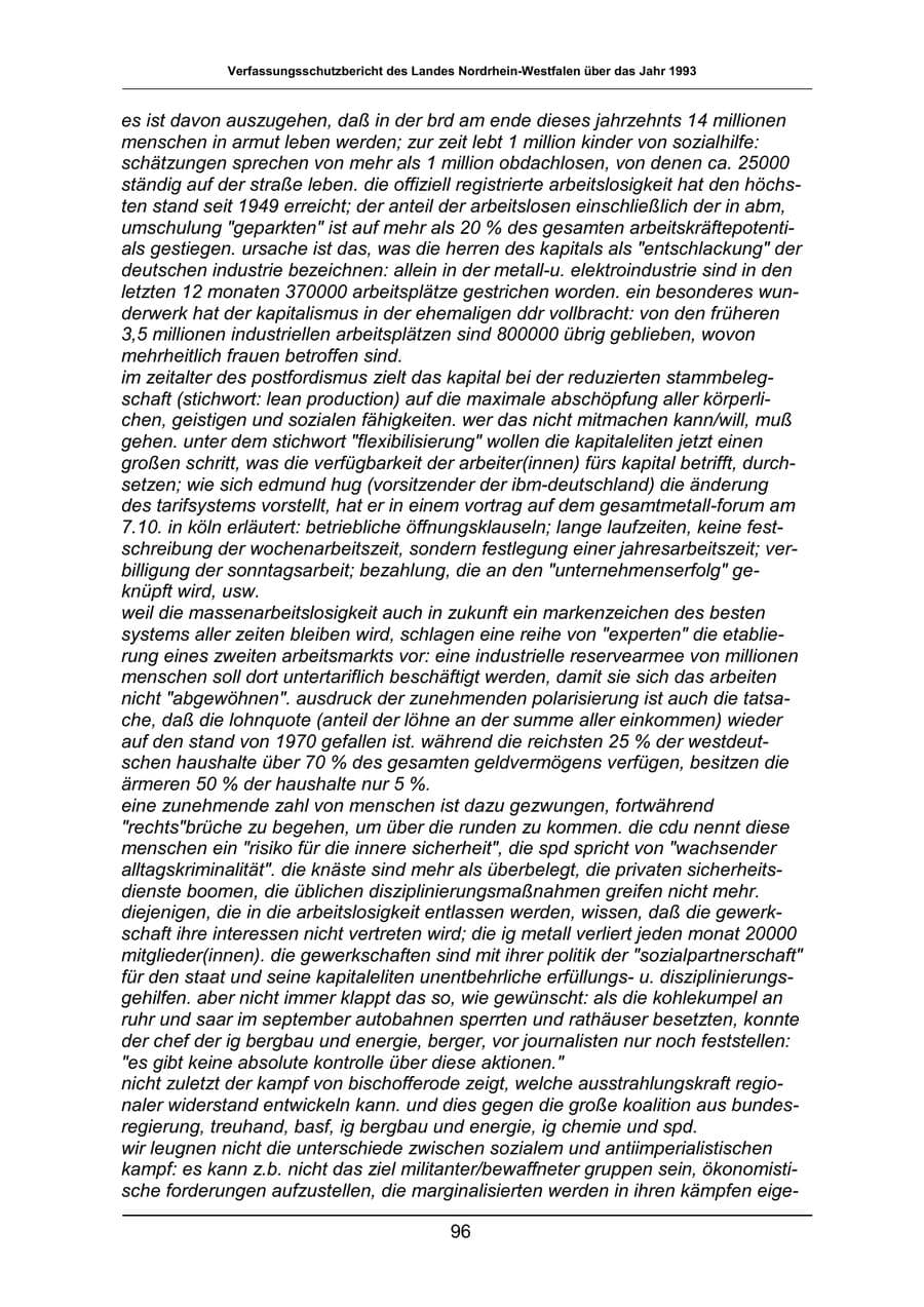 Seite 96 des Verfassungsschutzbericht 1993 Nordrhein-Westfalen