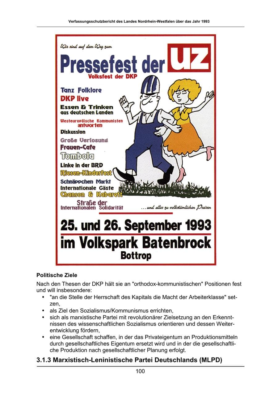 Seite 100 des Verfassungsschutzbericht 1993 Nordrhein-Westfalen
