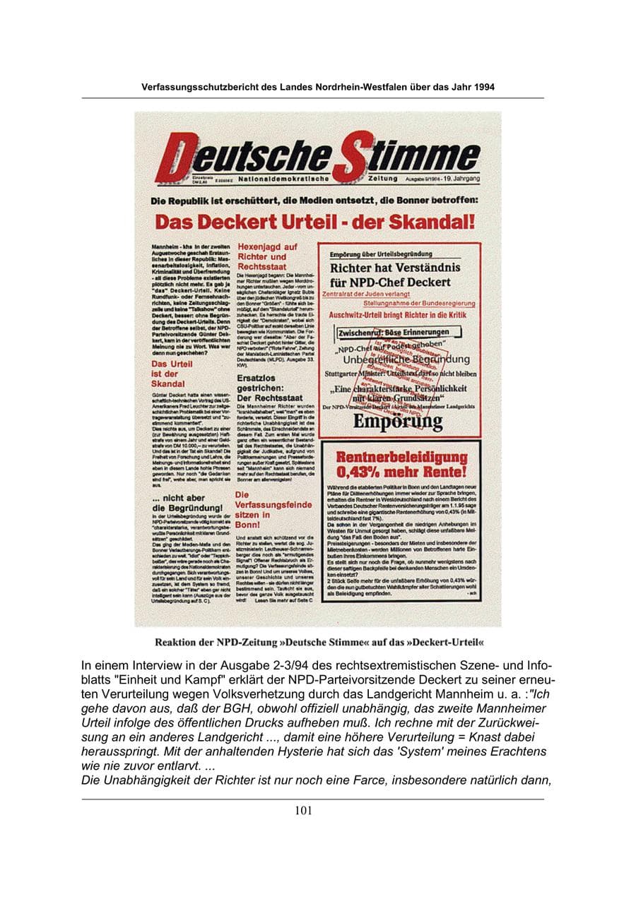 Seite 101 des Verfassungsschutzbericht 1994 Nordrhein-Westfalen