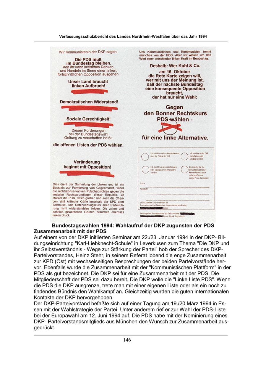 Seite 146 des Verfassungsschutzbericht 1994 Nordrhein-Westfalen