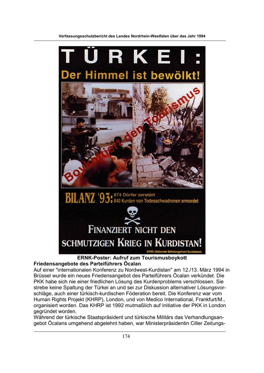 Seite 174 des Verfassungsschutzbericht 1994 Nordrhein-Westfalen