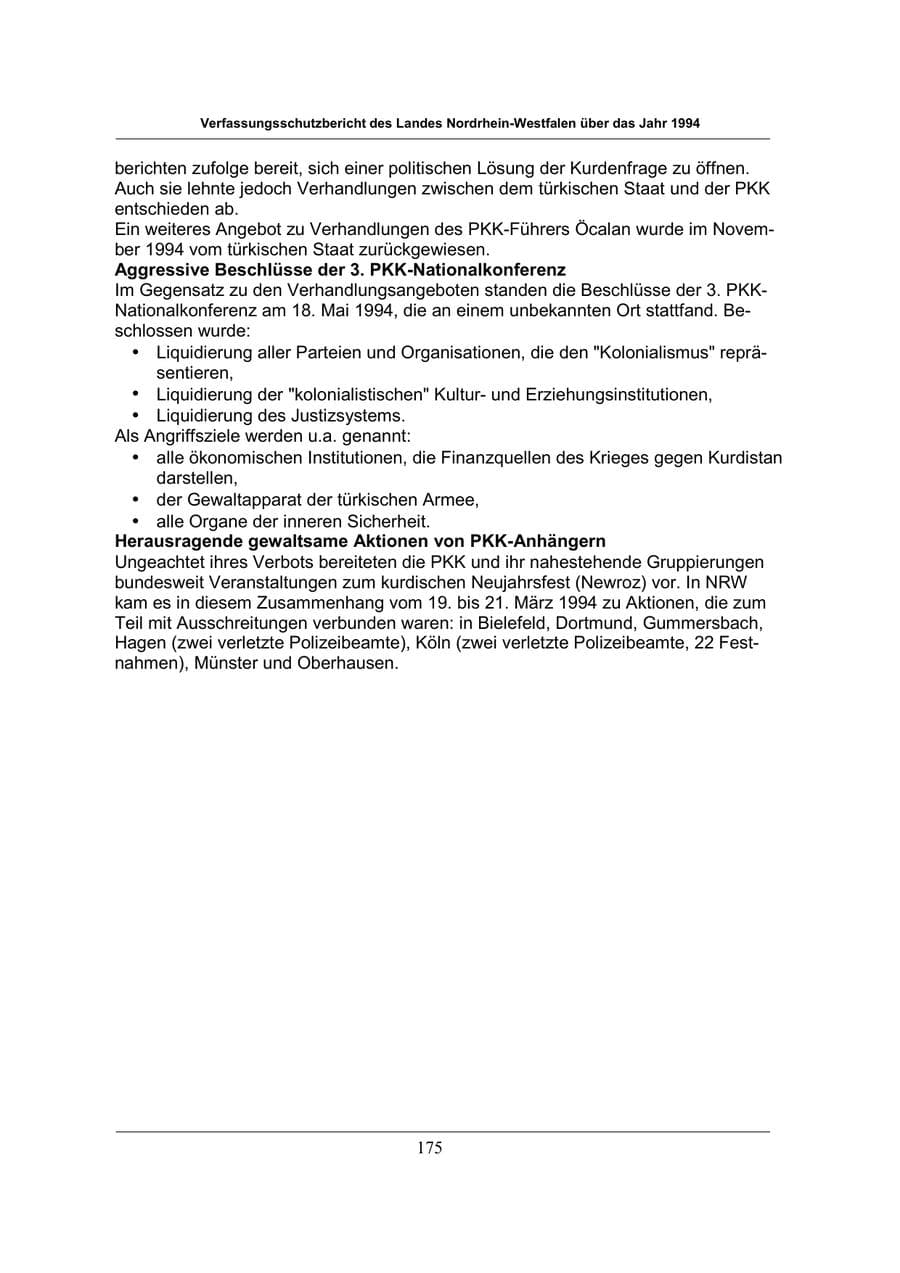 Seite 175 des Verfassungsschutzbericht 1994 Nordrhein-Westfalen