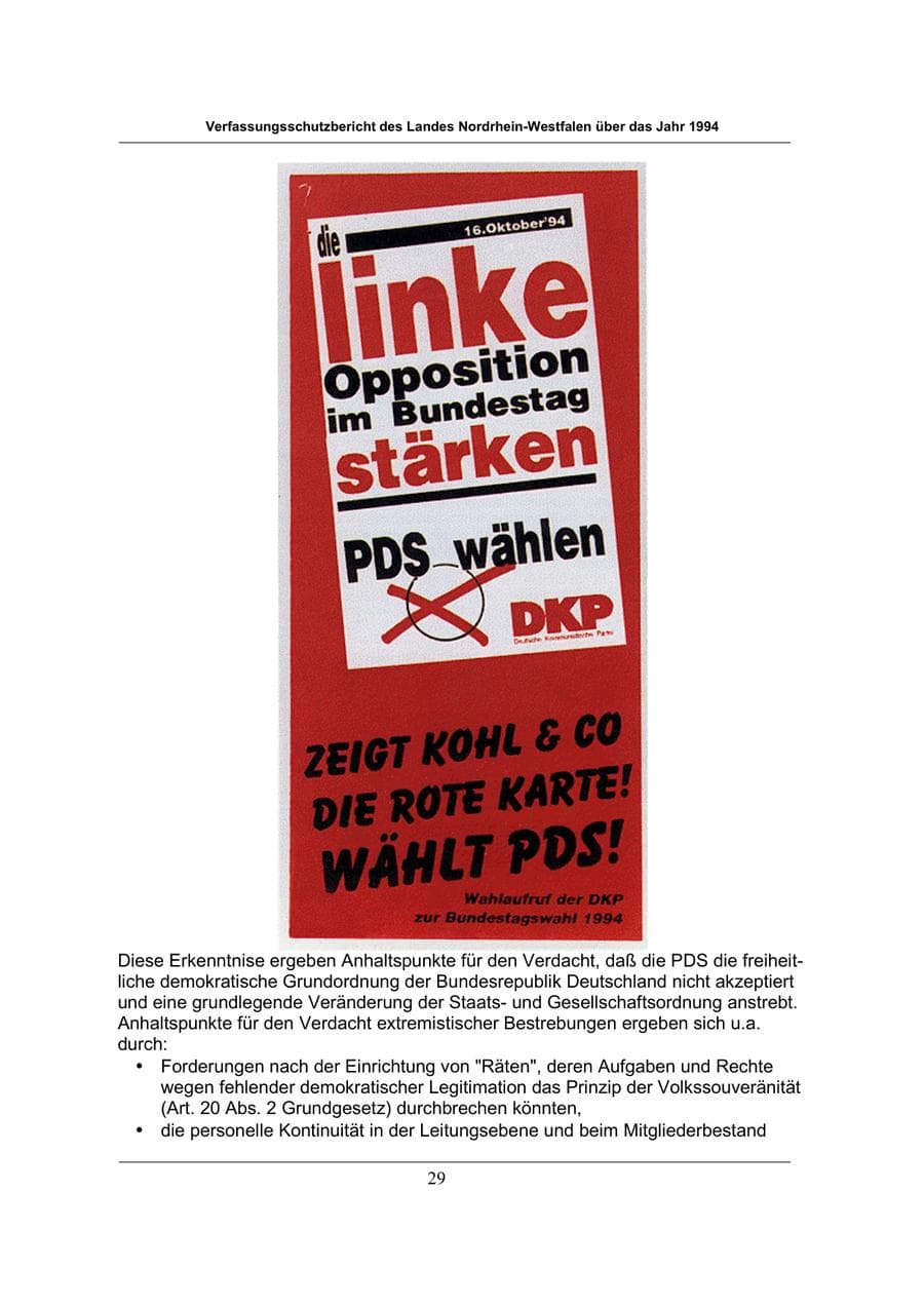 Seite 29 des Verfassungsschutzbericht 1994 Nordrhein-Westfalen