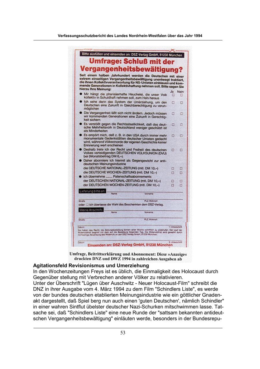 Seite 53 des Verfassungsschutzbericht 1994 Nordrhein-Westfalen