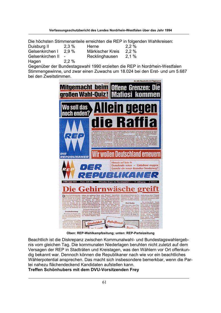 Seite 61 des Verfassungsschutzbericht 1994 Nordrhein-Westfalen