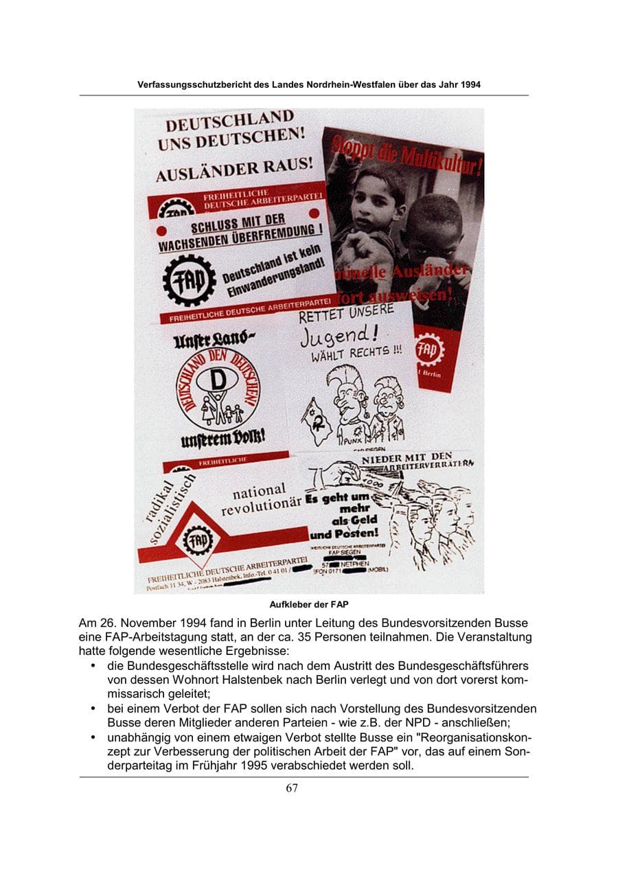 Seite 67 des Verfassungsschutzbericht 1994 Nordrhein-Westfalen