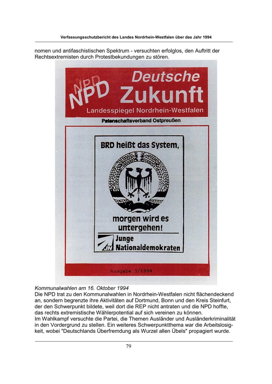 Seite 79 des Verfassungsschutzbericht 1994 Nordrhein-Westfalen