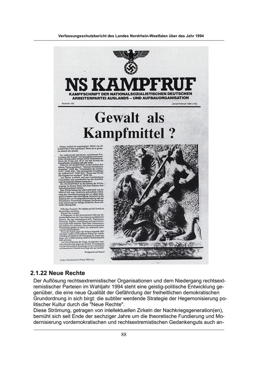 Seite 88 des Verfassungsschutzbericht 1994 Nordrhein-Westfalen