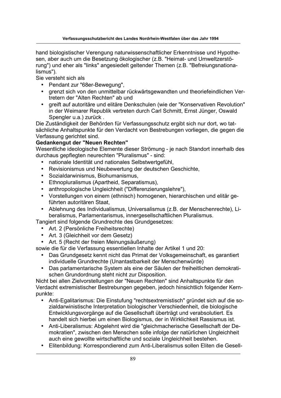 Seite 89 des Verfassungsschutzbericht 1994 Nordrhein-Westfalen