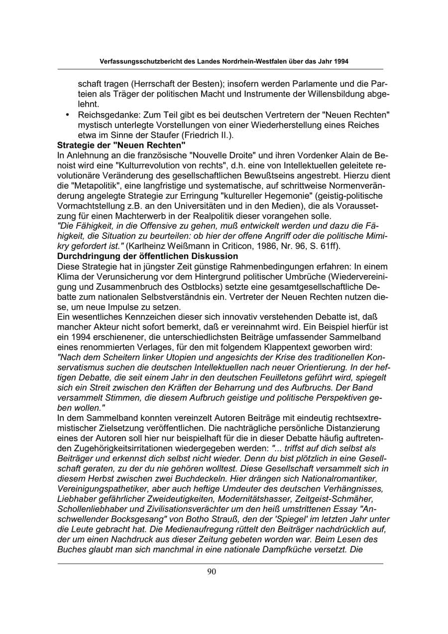 Seite 90 des Verfassungsschutzbericht 1994 Nordrhein-Westfalen