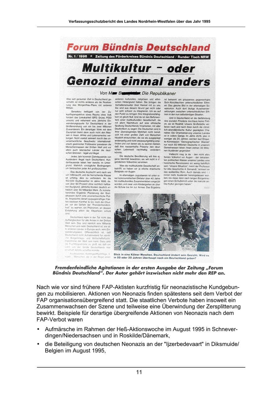 Seite 11 des Verfassungsschutzbericht 1995 Nordrhein-Westfalen