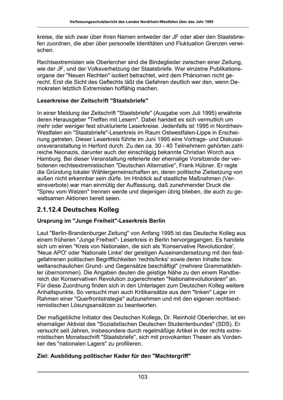 Seite 103 des Verfassungsschutzbericht 1995 Nordrhein-Westfalen