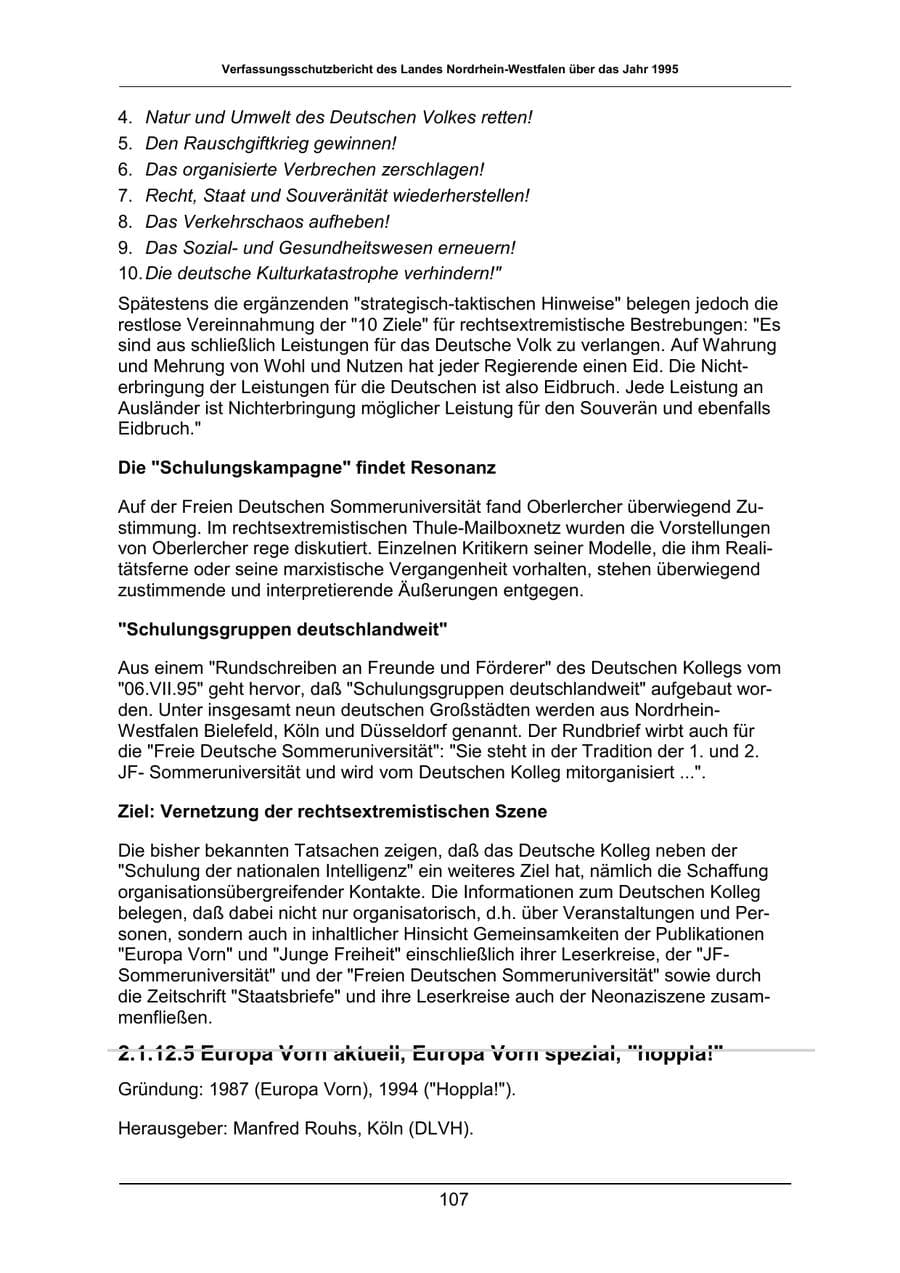 Seite 107 des Verfassungsschutzbericht 1995 Nordrhein-Westfalen