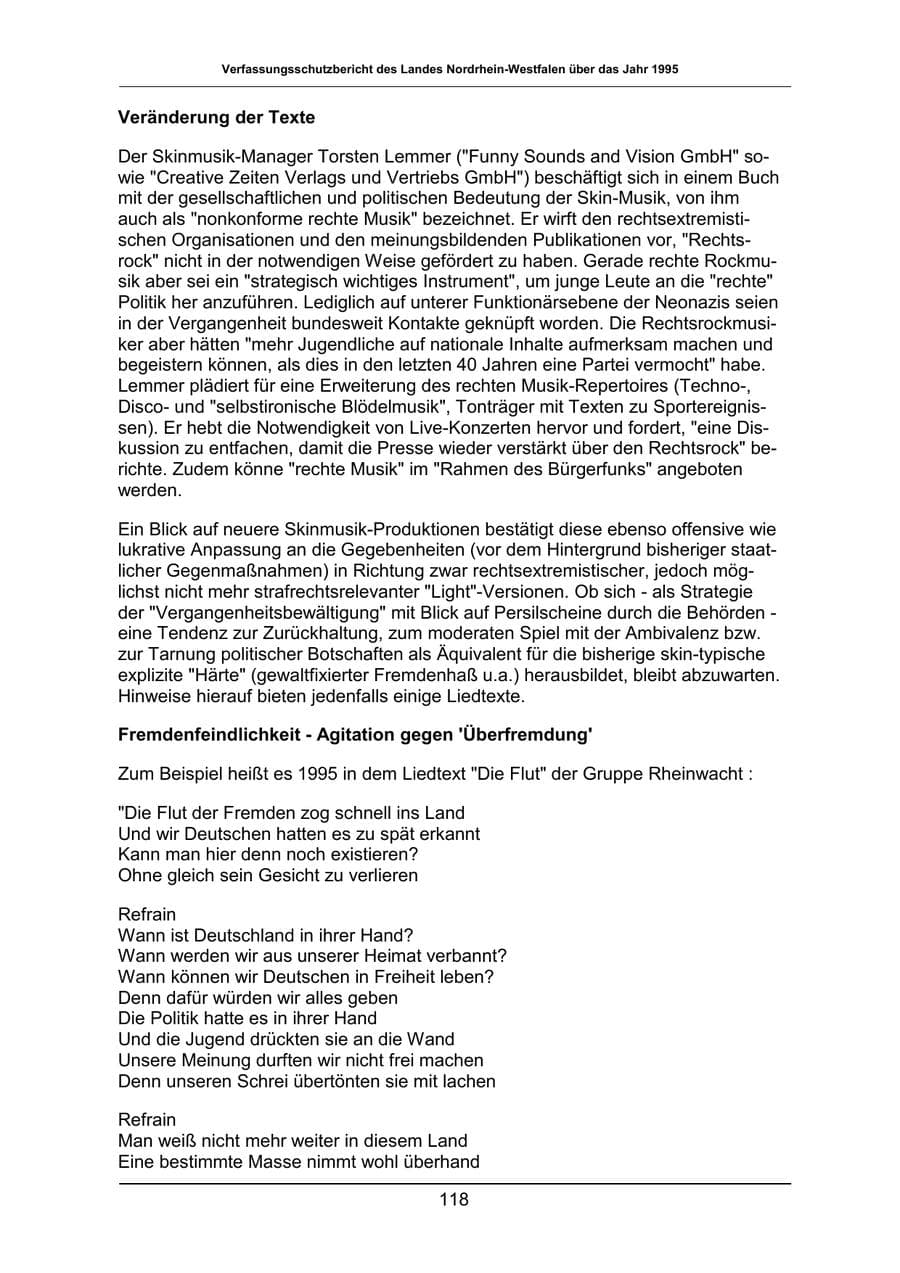 Seite 118 des Verfassungsschutzbericht 1995 Nordrhein-Westfalen