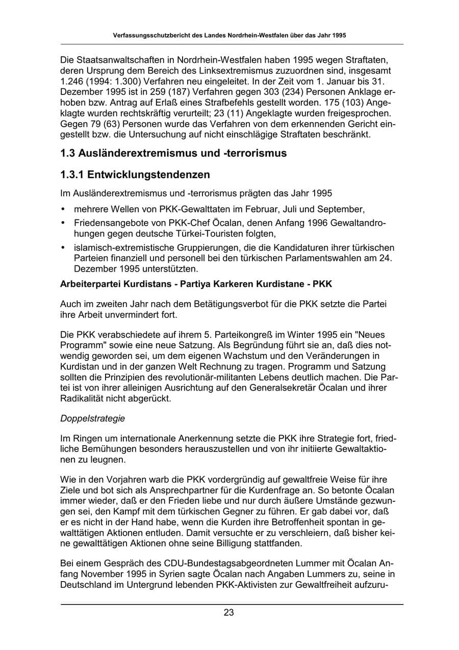 Seite 23 des Verfassungsschutzbericht 1995 Nordrhein-Westfalen