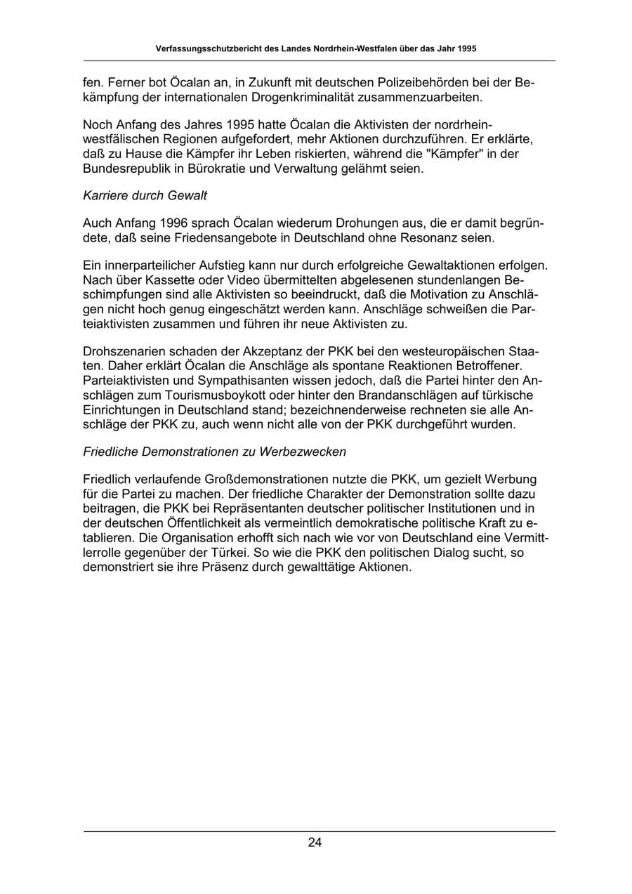 Seite 24 des Verfassungsschutzbericht 1995 Nordrhein-Westfalen