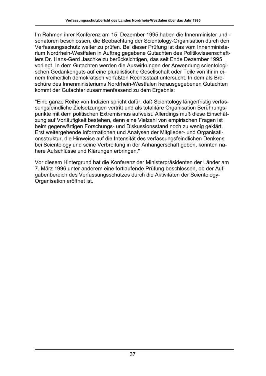 Seite 37 des Verfassungsschutzbericht 1995 Nordrhein-Westfalen