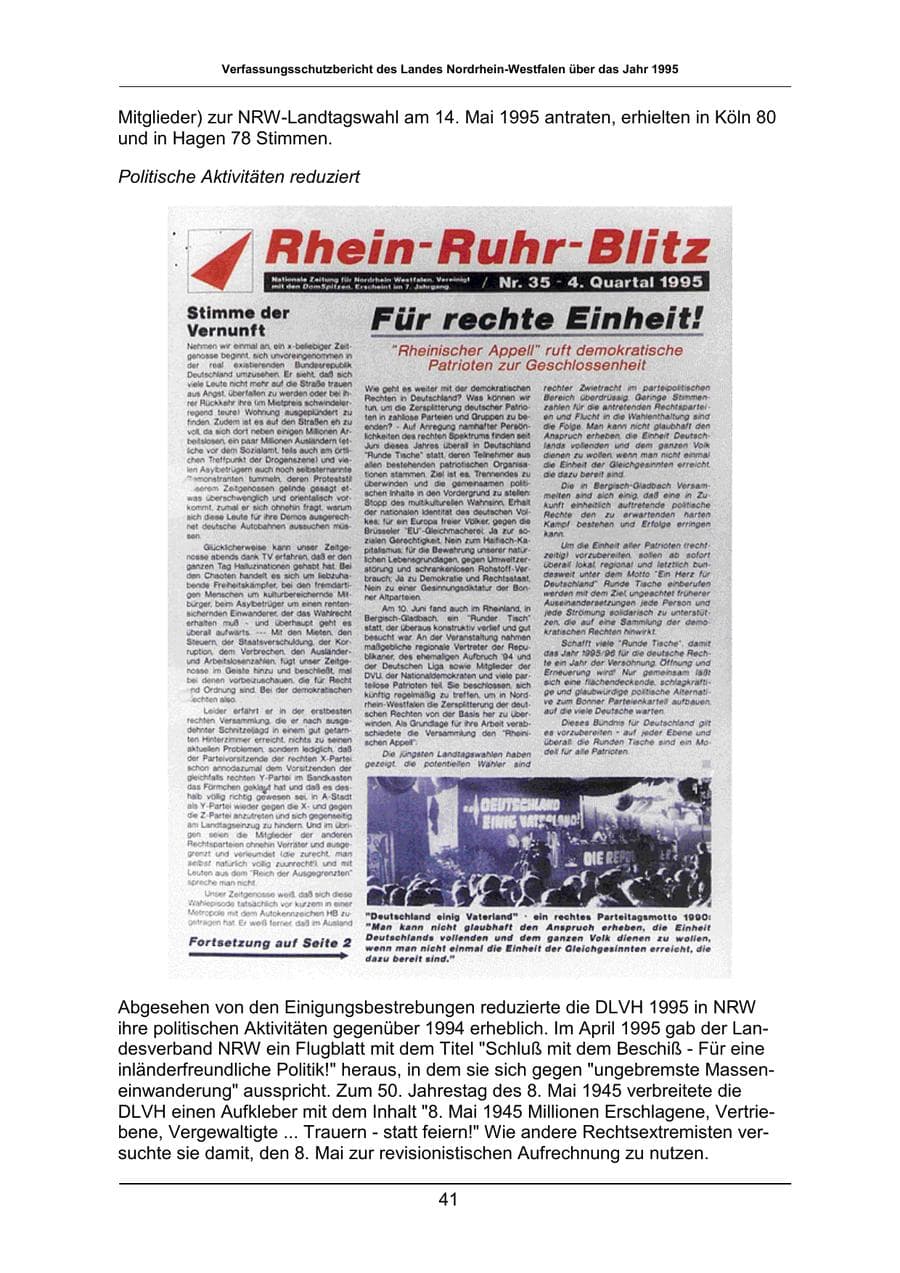 Seite 41 des Verfassungsschutzbericht 1995 Nordrhein-Westfalen