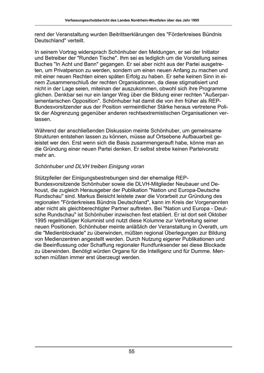 Seite 55 des Verfassungsschutzbericht 1995 Nordrhein-Westfalen