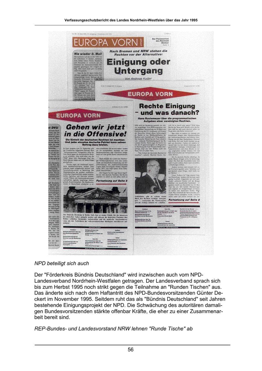 Seite 56 des Verfassungsschutzbericht 1995 Nordrhein-Westfalen