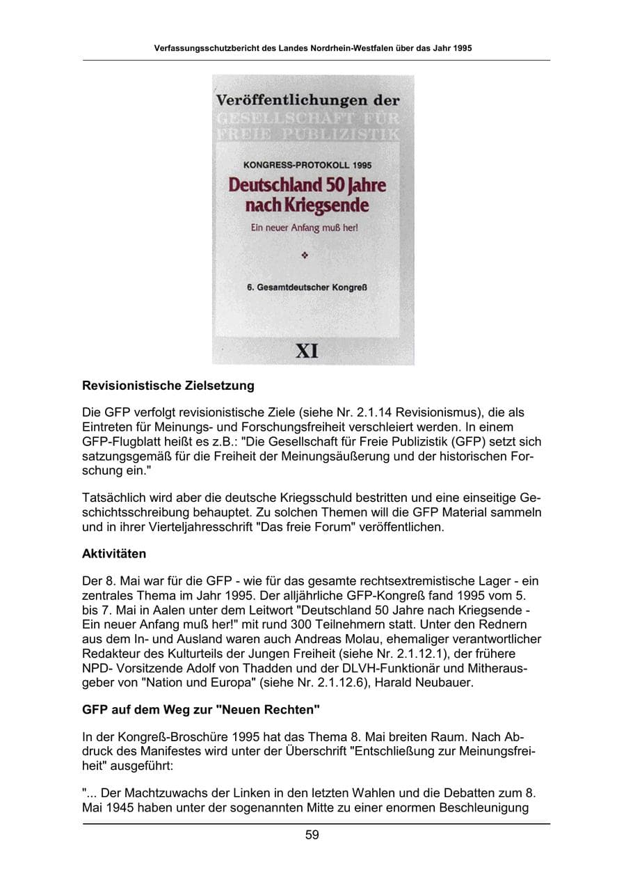 Seite 59 des Verfassungsschutzbericht 1995 Nordrhein-Westfalen