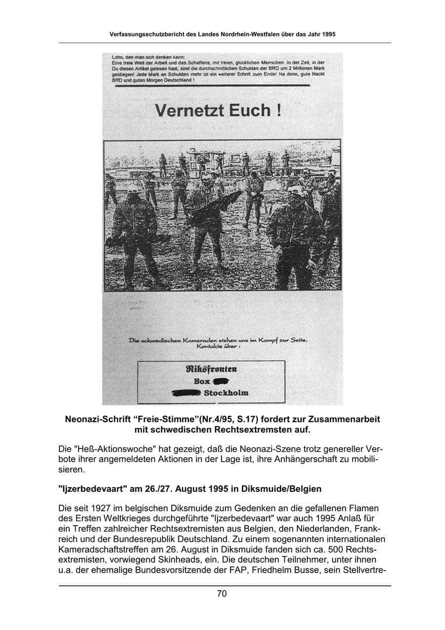 Seite 70 des Verfassungsschutzbericht 1995 Nordrhein-Westfalen