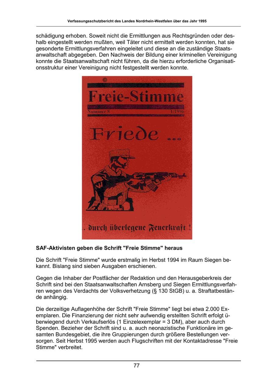 Seite 77 des Verfassungsschutzbericht 1995 Nordrhein-Westfalen