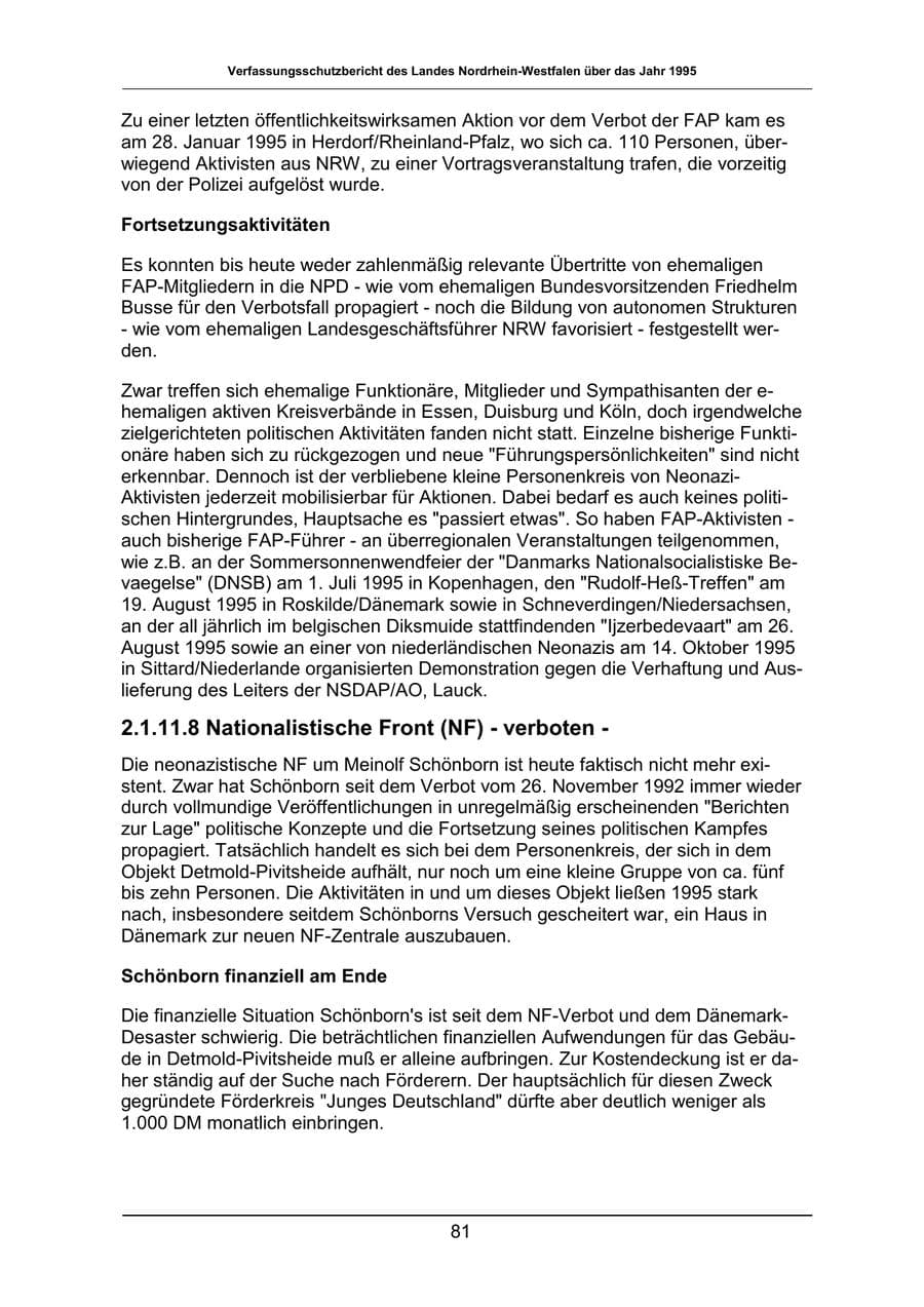 Seite 81 des Verfassungsschutzbericht 1995 Nordrhein-Westfalen