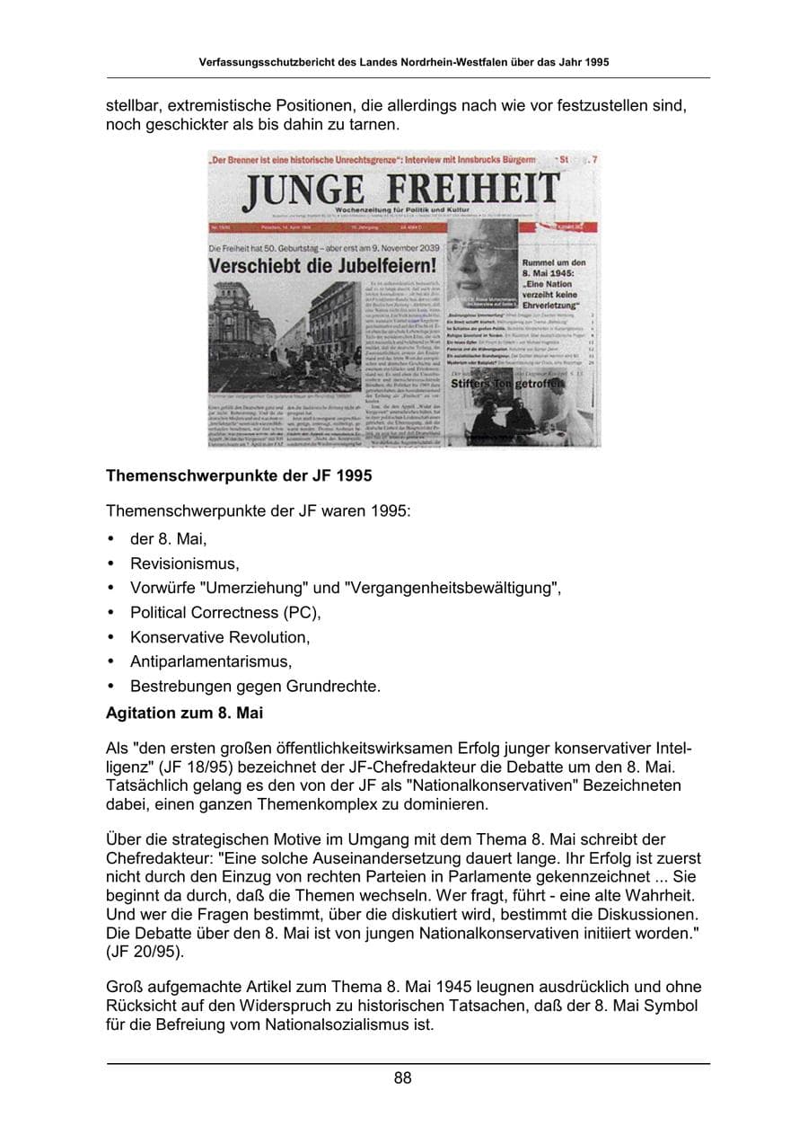 Seite 88 des Verfassungsschutzbericht 1995 Nordrhein-Westfalen