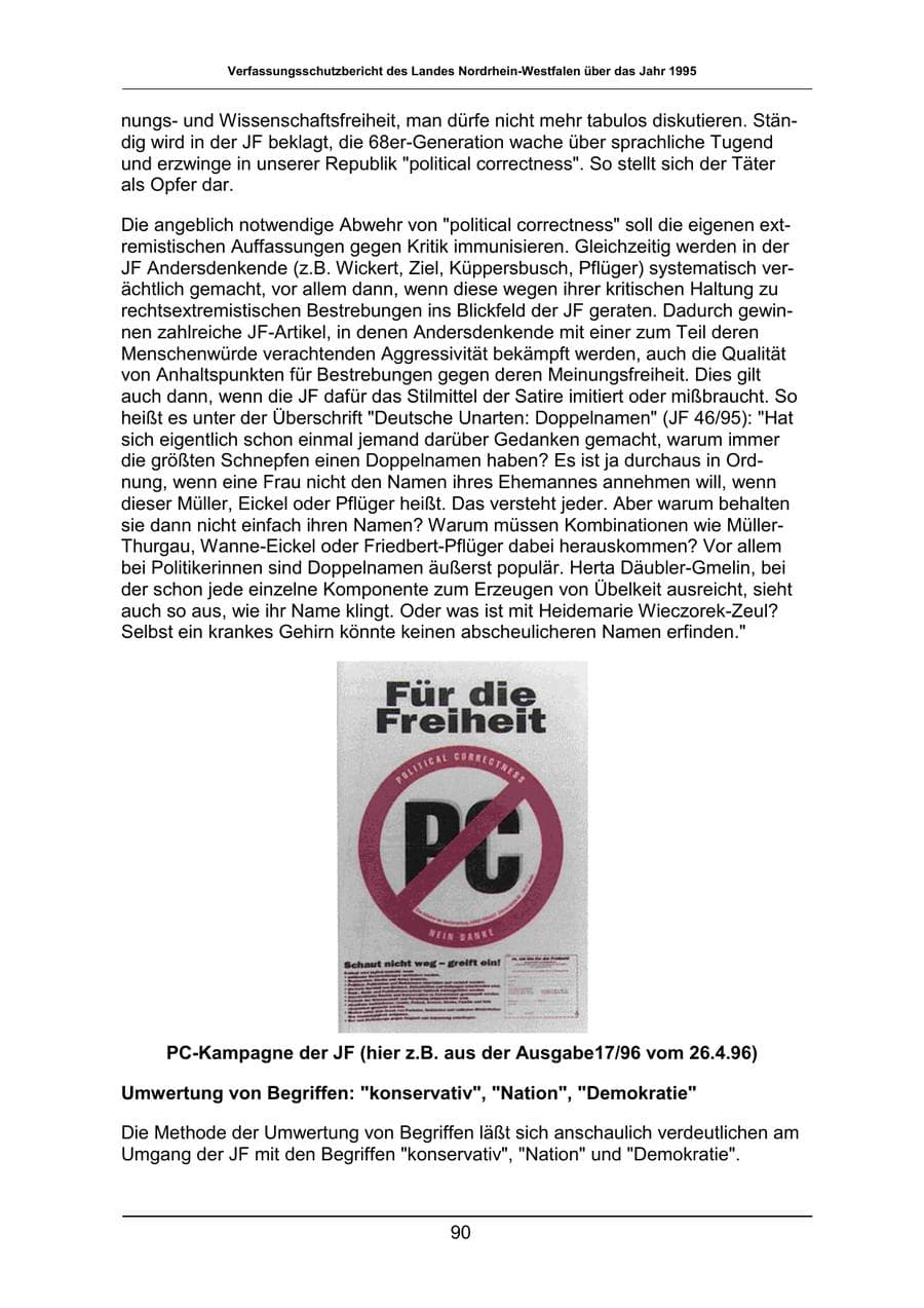 Seite 90 des Verfassungsschutzbericht 1995 Nordrhein-Westfalen