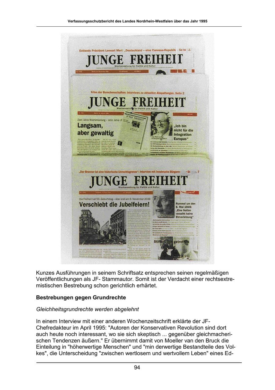 Seite 94 des Verfassungsschutzbericht 1995 Nordrhein-Westfalen